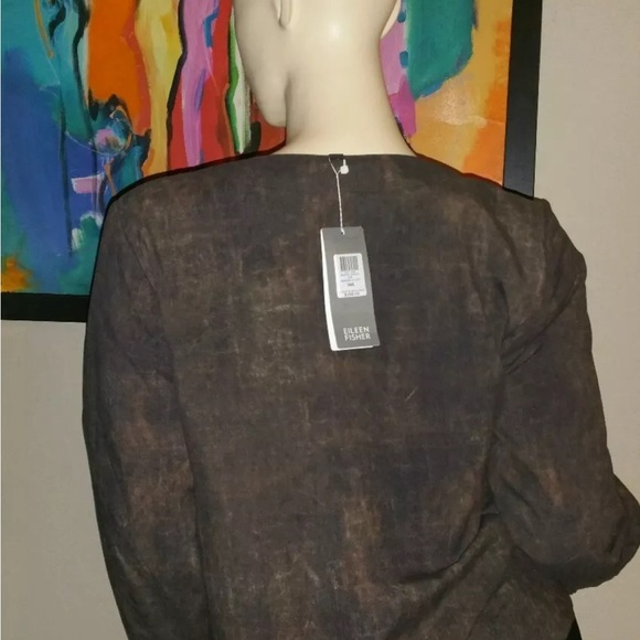 Eileen Fisher Terra Silk Print Bomber Jacket, Rye (Brown), Small  NWT $ 298 - Picture 9 of 10
